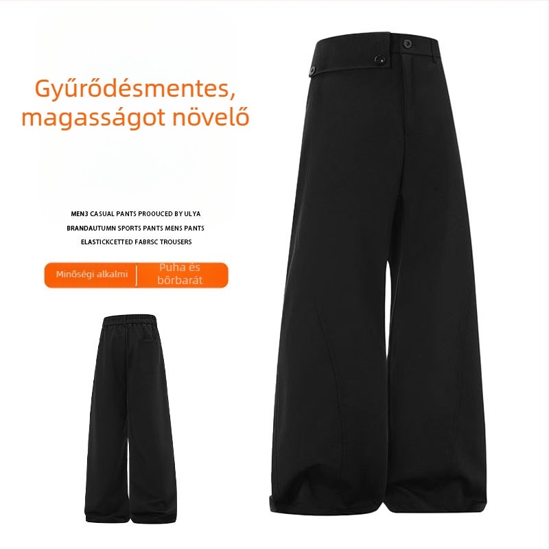 Férfi nadrág plisírozott, drapált hatású, vintage stílus, széles szárú, mindennapi