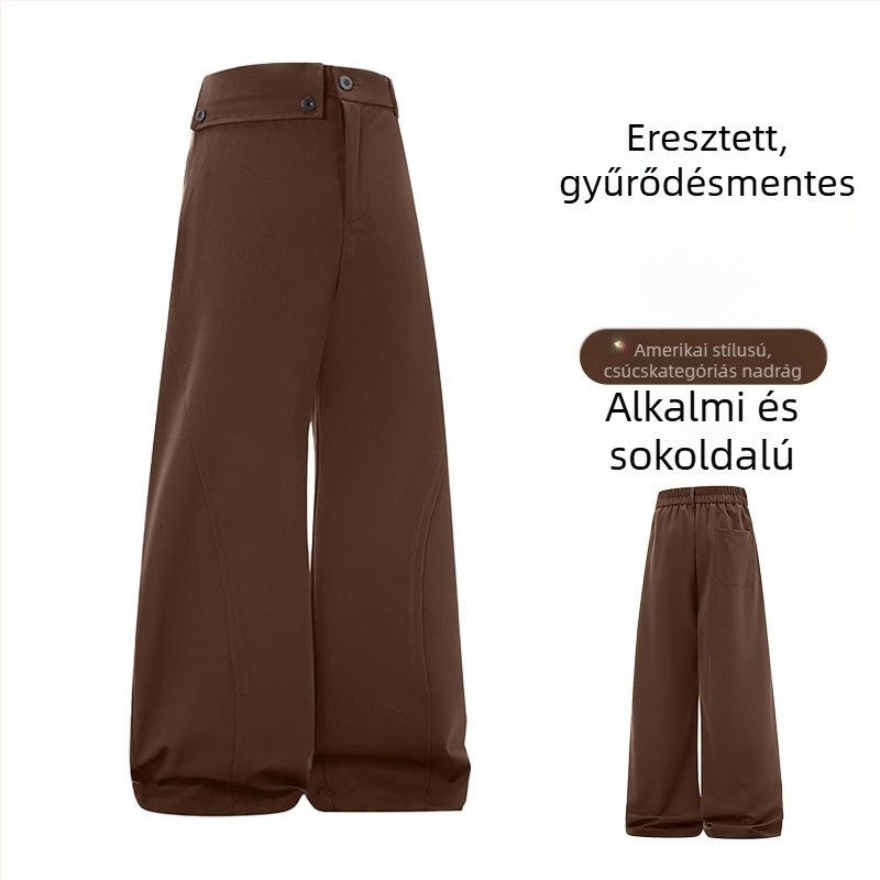 Férfi nadrág plisírozott, drapált hatású, vintage stílus, széles szárú, mindennapi