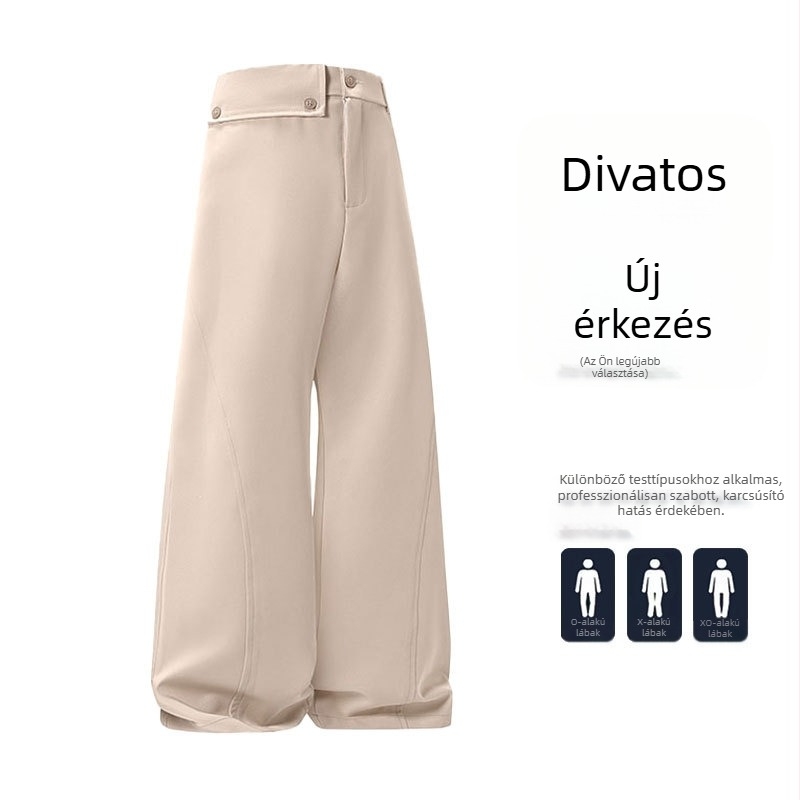 Férfi nadrág plisírozott, drapált hatású, vintage stílus, széles szárú, mindennapi