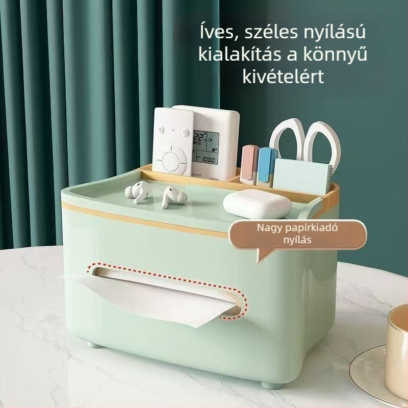 Nappaliba szánt papírzsebkendő-doboz, elegáns prémium asztali szervező a távirányító és a zsebkendők számára, multifunkcionális dohányzóasztal-kiegészítő