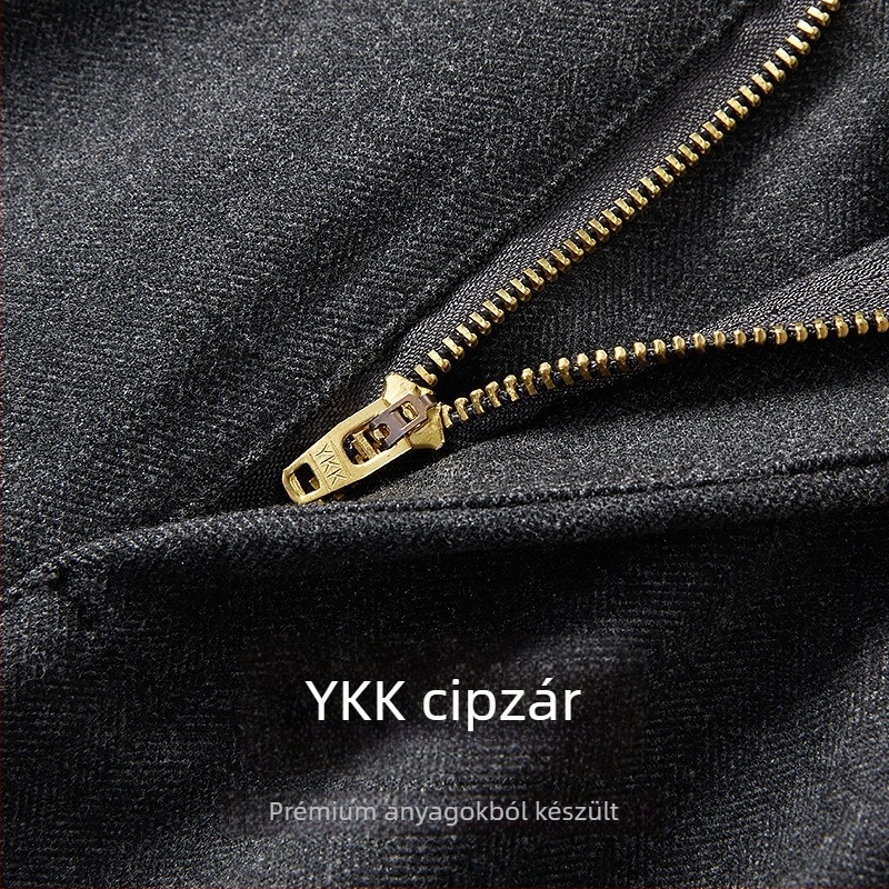 Férfi gyapjú nadrág, slim fit, egyenes szabású, koreai stílusú, őszi-téli szezonra
