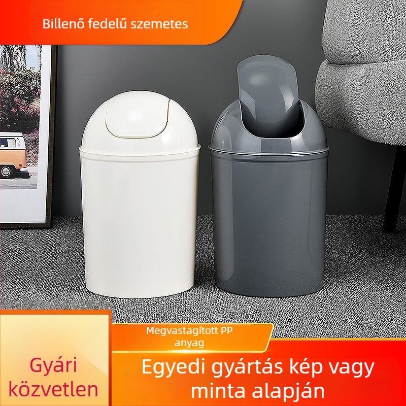 Otthoni hintásfedelű szemetes, 5 literes kapacitás, WC-hez, fürdőszobához, nappaliba és hálószobába