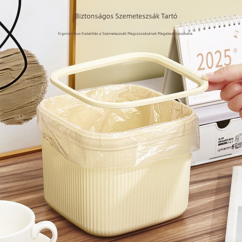 Asztali szemetes fedővel, elegáns kivitel, 2025-ös új modell, kollégiumi, irodai és otthoni használatra, kis kompakt papírkosár
