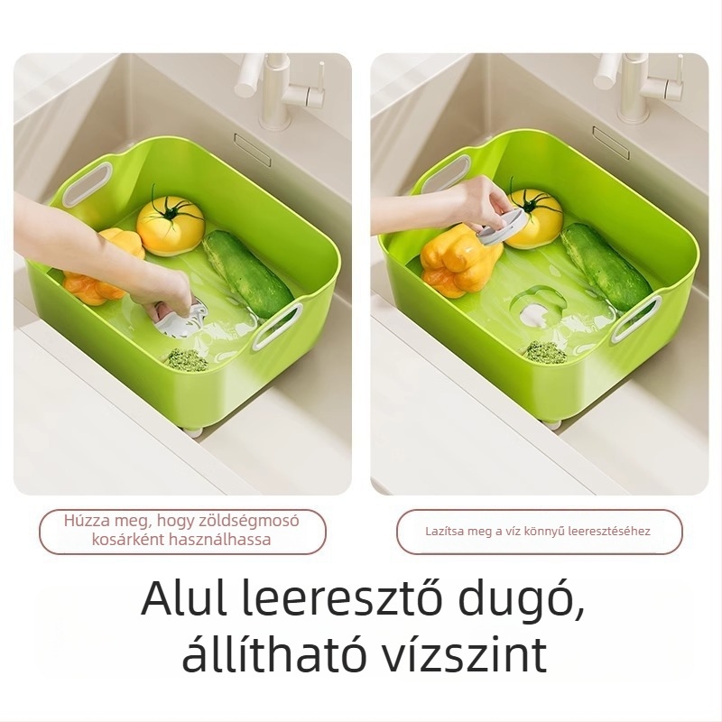 Nagykapacitású hordozható leeresztő kosár konyhai mosogatóhoz, zöldségek és gyümölcsök, edények mosogatására