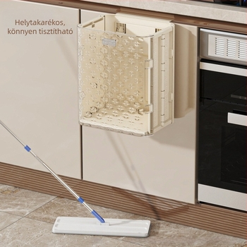 Összecsukható szemetes háztartási/konyhai használatra, áttetsző falra szerelhető, fúrás nélkül, kapacitása 4 L alatt, téglalap alakú