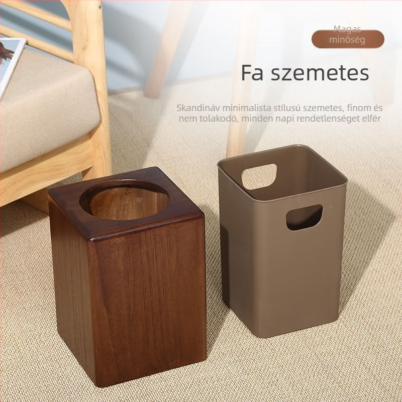 Minimalista négyszögletes szemetes hotelbe, otthonra és irodába – könnyű fogantyúval, fedél nélküli