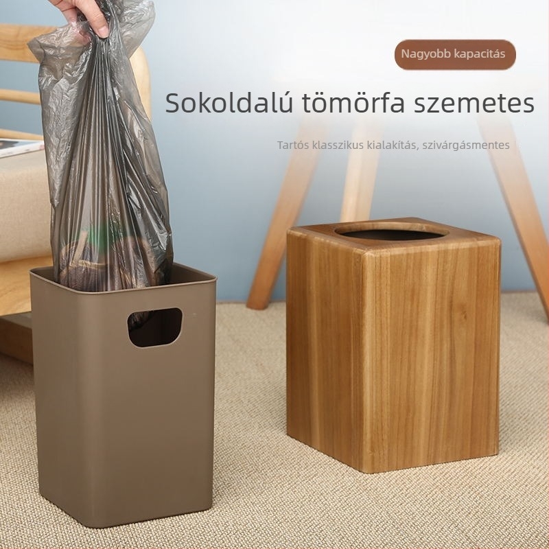 Minimalista négyszögletes szemetes hotelbe, otthonra és irodába – könnyű fogantyúval, fedél nélküli