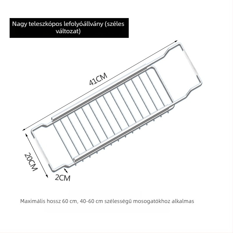 304 rozsdamentes acélból készült összecsukható, többfunkciós mosogatóállvány, ideális tálak, edények, gyümölcsök és zöldségek tárolására