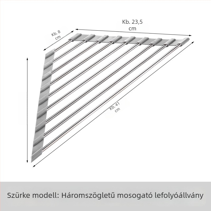 Rozsdamentes acélból készült hajtogatható lefolyó állvány gyümölcsök és zöldségek számára, konyhai mosogatóedényekhez, többfunkciós
