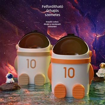 Űrhajós témájú háztartási szemetes fedővel, 4 liter, konyha, nappali és fürdőszoba számára