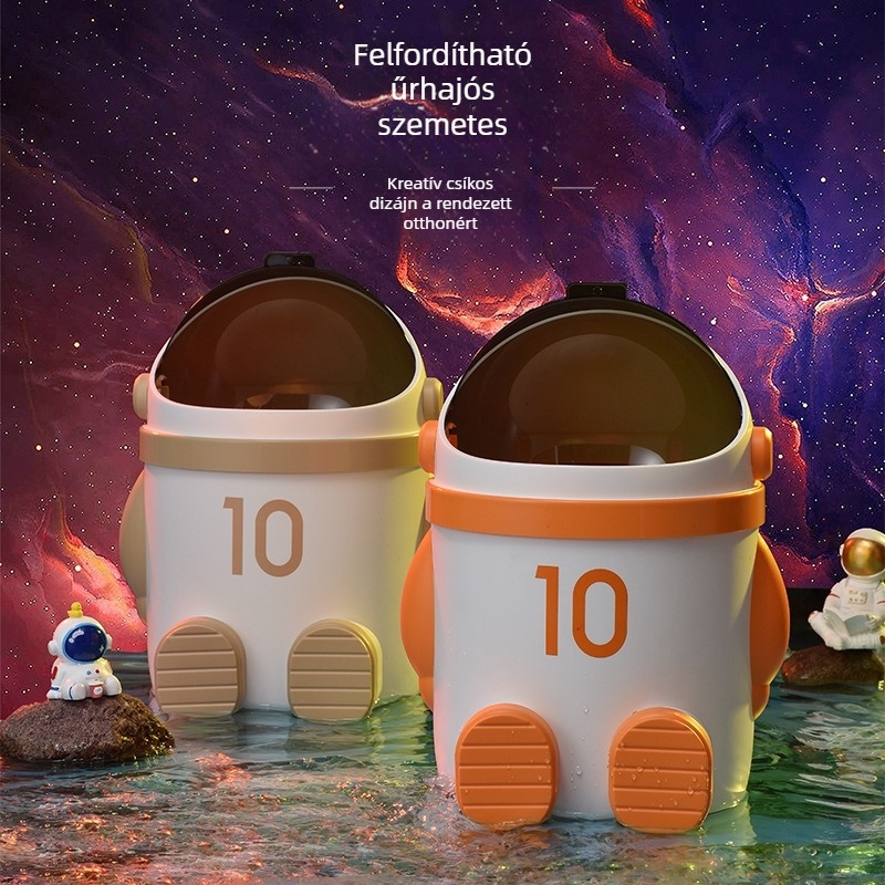 Űrhajós témájú háztartási szemetes fedővel, 4 liter, konyha, nappali és fürdőszoba számára