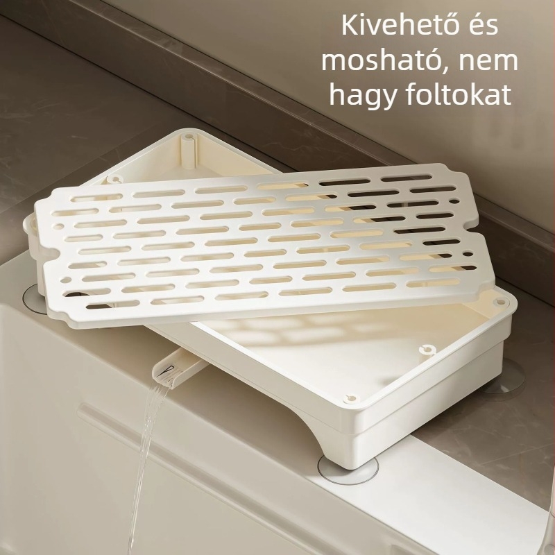 Konyhai pulton elhelyezhető szivacs- és szárítóállvány, multifunkcionális szárító a csapnál és vezetékes tároló a mosogatóhoz