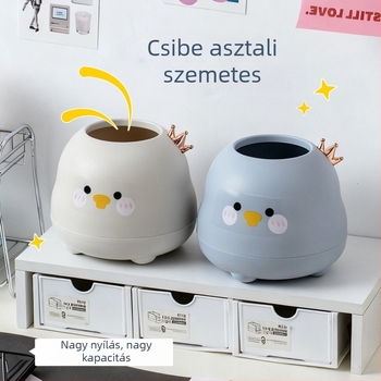 Asztali szemetes otthoni használatra, stílusos autós tároló kuka, mini aranyos fedeles szemetes az íróasztalhoz és az étkezőasztalhoz