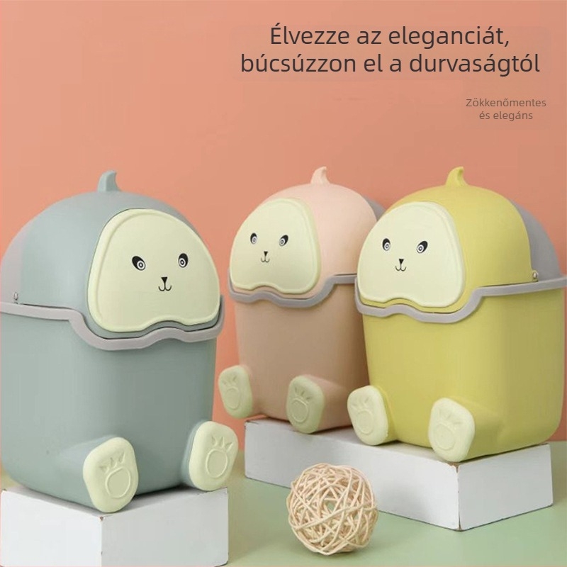 Kisméretű szemetes fedéllel, hálószobai és íróasztali használatra