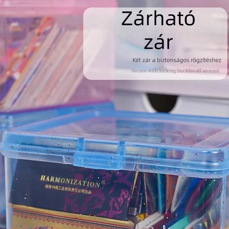 Egyszerű, átlátszó kártyatároló doboz fedéllel – asztali rendező, 1 L, PP műanyag