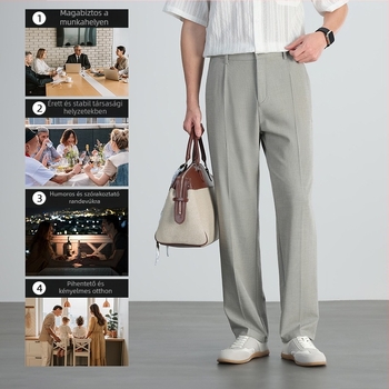 Férfiaknak szánt lazább casual nadrág Tencel és len keverékéből, twill textúrával és lágy eséssel