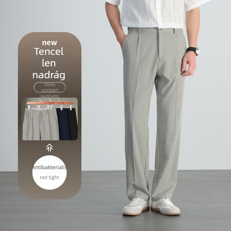Férfiaknak szánt lazább casual nadrág Tencel és len keverékéből, twill textúrával és lágy eséssel