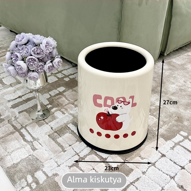 Otthoni szemetes karikatúra-stílusban, nyitott tetejű hordó alakú, 12 L kapacitás, nappalira és hálószobára