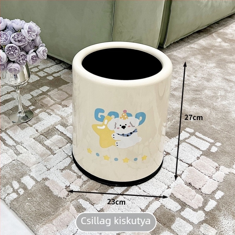 Otthoni szemetes karikatúra-stílusban, nyitott tetejű hordó alakú, 12 L kapacitás, nappalira és hálószobára