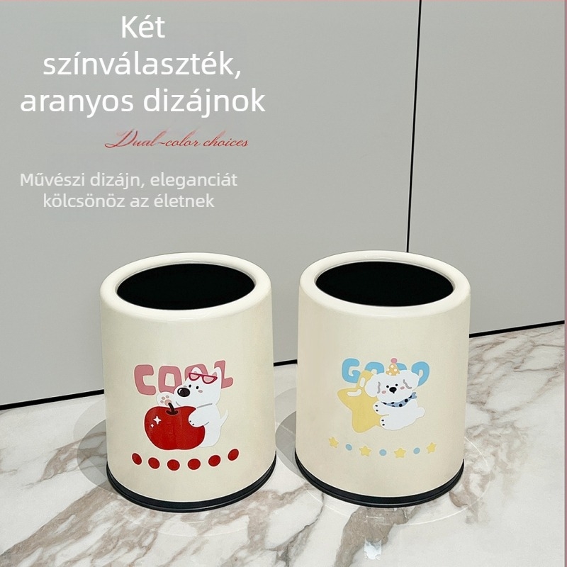 Otthoni szemetes karikatúra-stílusban, nyitott tetejű hordó alakú, 12 L kapacitás, nappalira és hálószobára