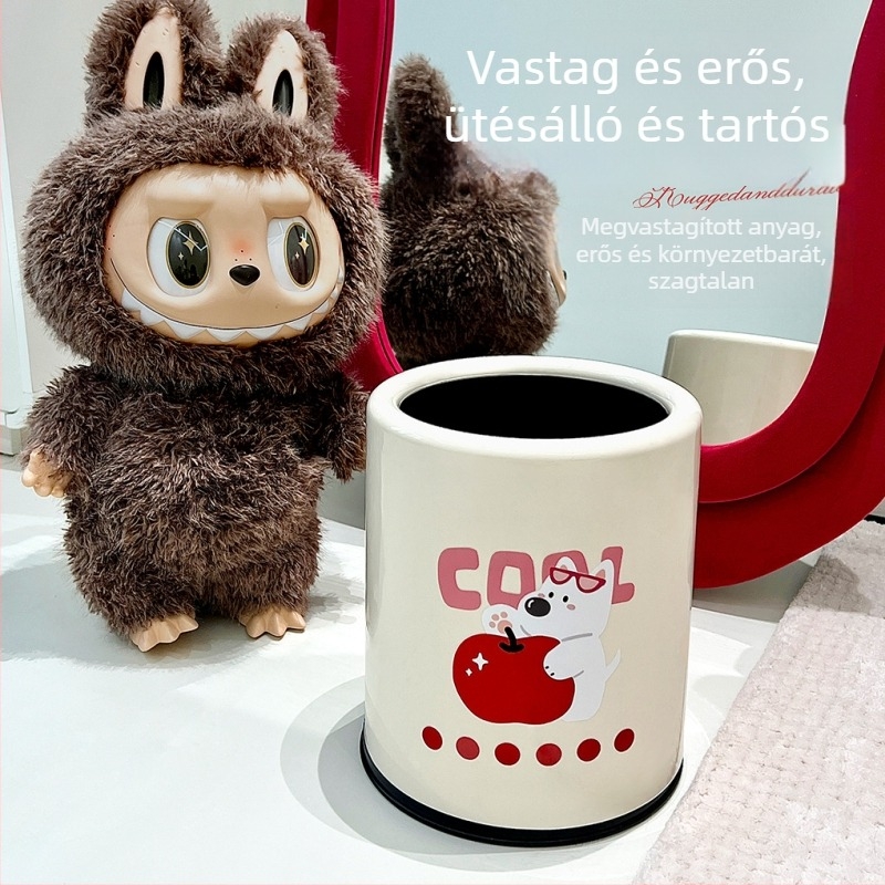 Otthoni szemetes karikatúra-stílusban, nyitott tetejű hordó alakú, 12 L kapacitás, nappalira és hálószobára