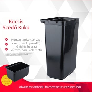 12L műanyag tárolóedény étkeztető kocsikhoz – nyitott felső rész, hosszú felfüggesztés, megerősített kivitel