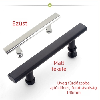 Rozsdamentes acélból készült zuhanyzószobai kilincs üveg tolóajtókhoz, 145 mm furatköz