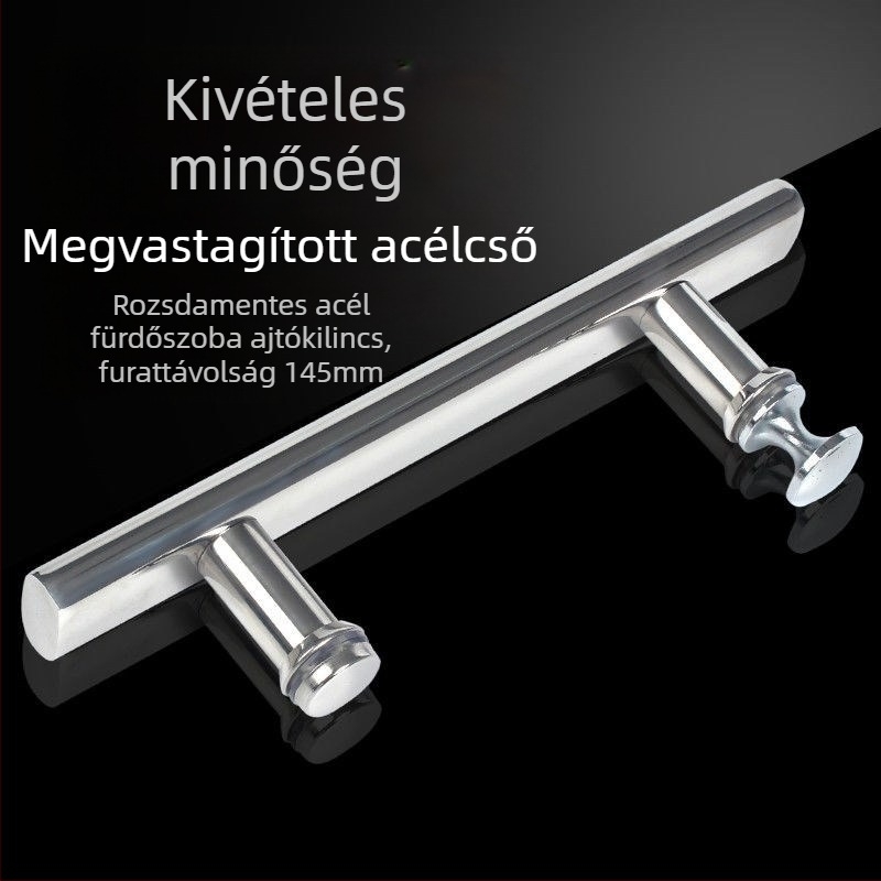 Rozsdamentes acélból készült zuhanyzószobai kilincs üveg tolóajtókhoz, 145 mm furatköz