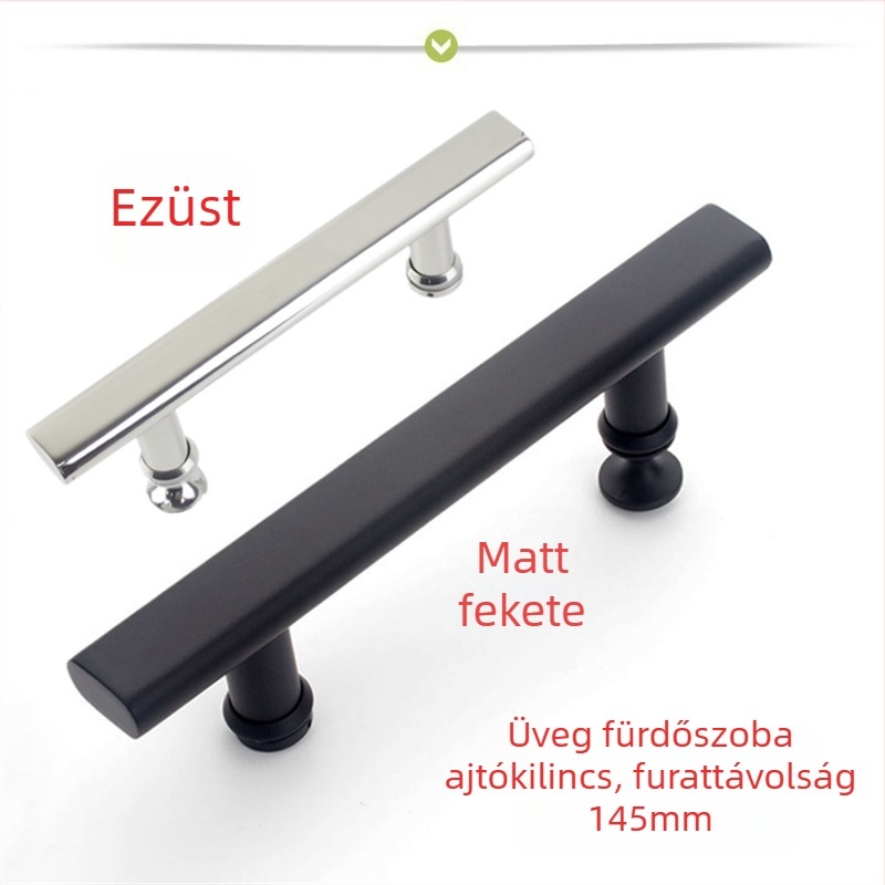 Rozsdamentes acélból készült zuhanyzószobai kilincs üveg tolóajtókhoz, 145 mm furatköz