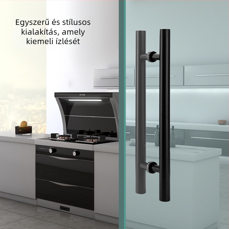 Vastagított rozsdamentes acél üvegajtó fogantyú, luxus nagy fogantyú, modern minimalist dizájn faajtókhoz, rozé arany és titánium arany felület