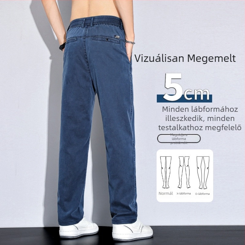 Férfi nyári könnyű Tencel Lyocell üzleti-casual nadrág, laza szabású, egyenes vonal