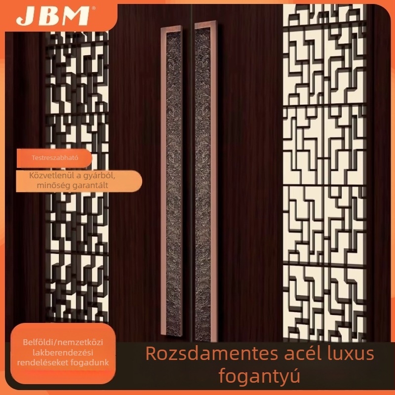 Luxus bejárati ajtó kilincs bronz gravírozott alumínium táblával