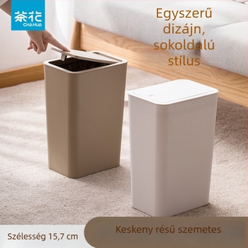 Camellia kuka emelőfedéllel a hulladék szelektálásához, kreatív kialakítás irodába, nappaliba és hálószobába, háztartási használatra, fedéllel és nyomógyűrűvel, műanyag tartály, 9 liter
