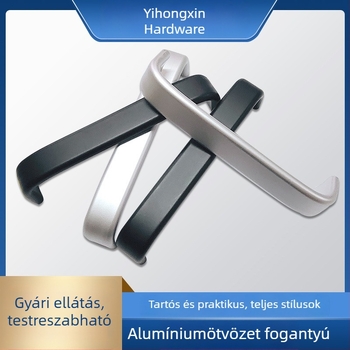Üreges kivitelű matt fekete alumínium ötvözetű U-alakú fogantyú szekrényekhez, ruhásszekrényekhez és fiókokhoz, 20 mm szélesség.