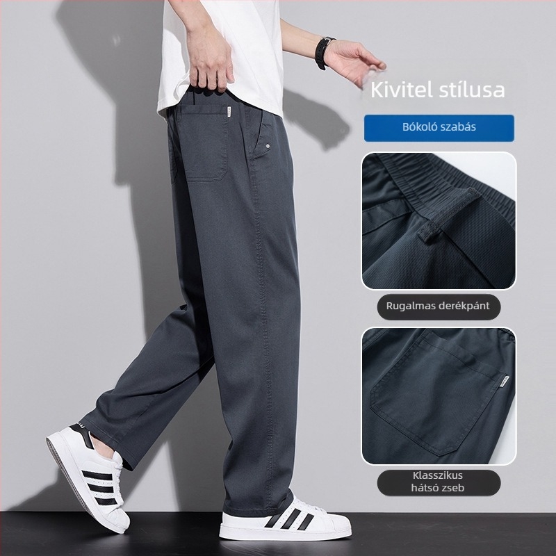 Férfi Lyocell egyenes szabású nadrág, vasalásmentes, elasztikus, slim fit, mindennapi üzleti és szabadidős viselet