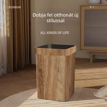 Fa mintás háztartási szemetes, nyitott tetejű, négyszögletes, műanyag, 12 L, fürdőszoba, konyha, hálószoba és nappali