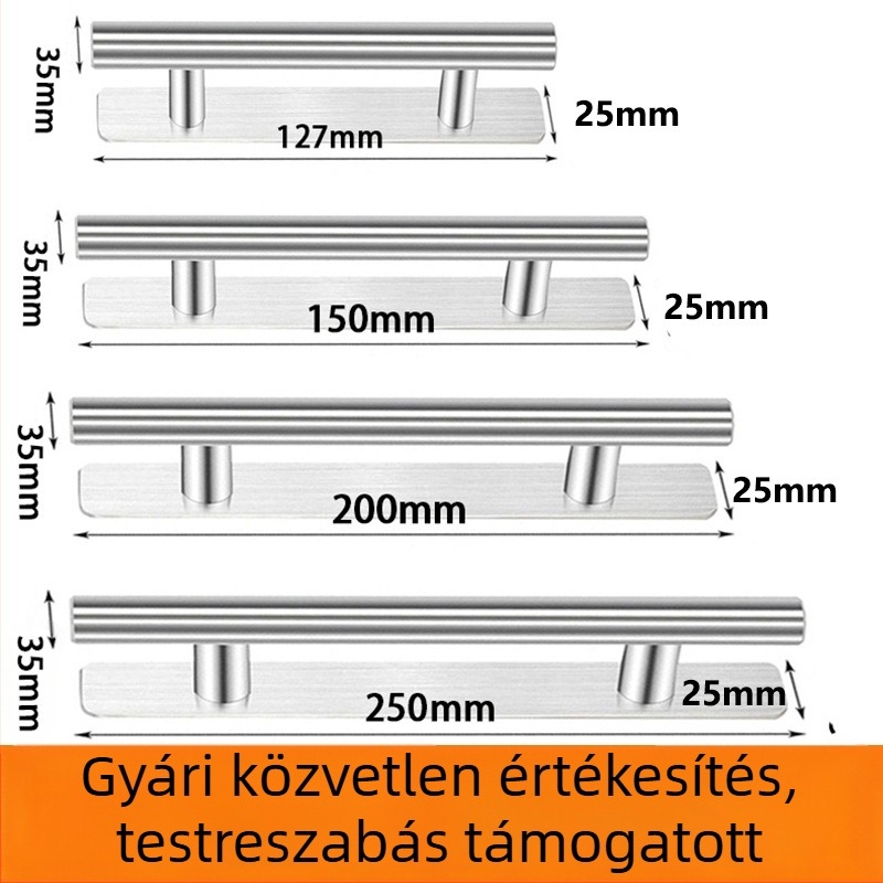 Rozsdamentes acélból készült szekrényajtó- és fiókfogantyú furás nélkül, telepítés nélkül, modern luxus