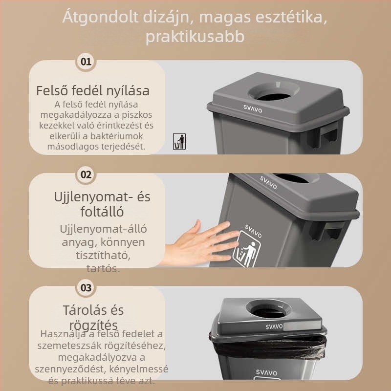Nagy négyzet alakú műanyag hulladékgyűjtő kereskedelmi fürdőszobákhoz, fedél nélküli, 12 L+