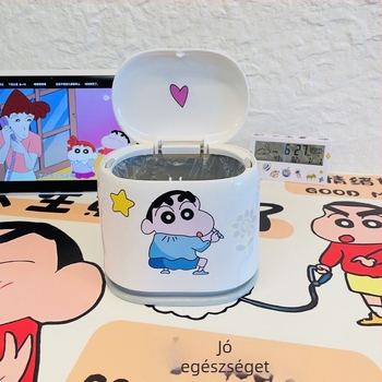 Crayon Shin-Chan asztali szemetes, aranyos zacskóval, kis méretű, nappaliba vagy hálószoba