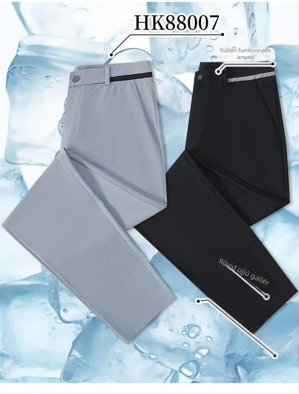 Férfi nyári slim-fit casual nadrág, 9/10 hossz, mindennapi viselet, vasalásmentes, poliészter-keverék