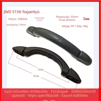 PVC bőröndfogantyú, puha üreges markolat, mozgatható fogantyú szövött pánttal, modell 5115