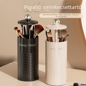 Új állítható sminkecset-tároló, porvédett, fedeles asztali kozmetikai rendező