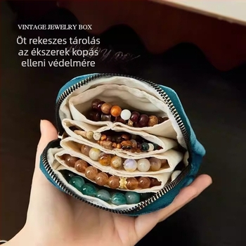 Flanelből készült ékszer rendező táska, minimalist clutch, karkötő és nyaklánc tároló, hordozható cipzáras ékszeres doboz