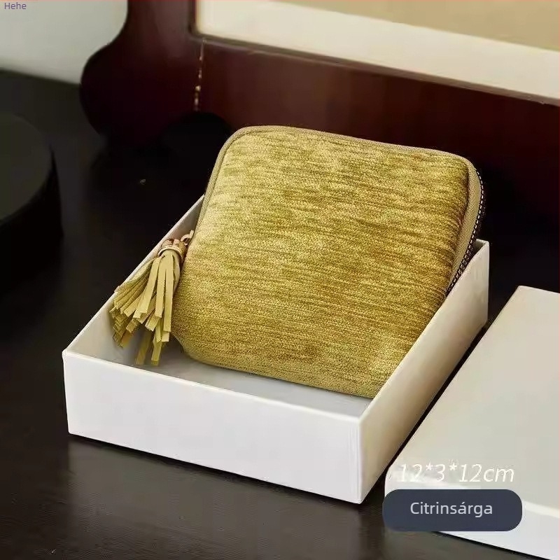 Flanelből készült ékszer rendező táska, minimalist clutch, karkötő és nyaklánc tároló, hordozható cipzáras ékszeres doboz
