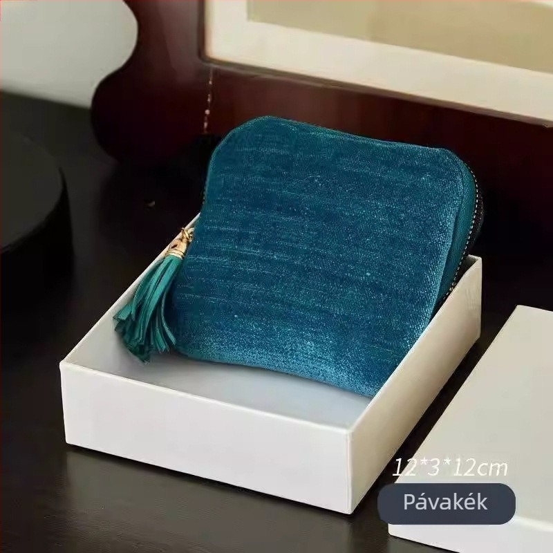 Flanelből készült ékszer rendező táska, minimalist clutch, karkötő és nyaklánc tároló, hordozható cipzáras ékszeres doboz