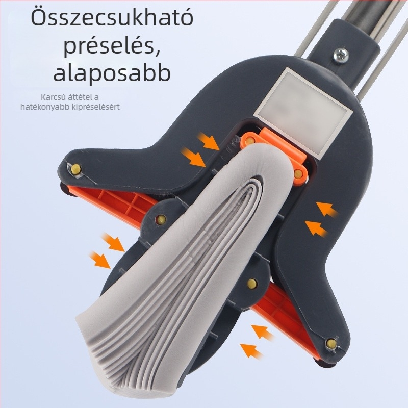 Háztartási szivacsos felmosó érintés nélküli tisztításhoz, nedvszívó padlófelmosó, nagy méret, gumírozott pamut anyagú kendő, összecsukható víznyomó kivitel
