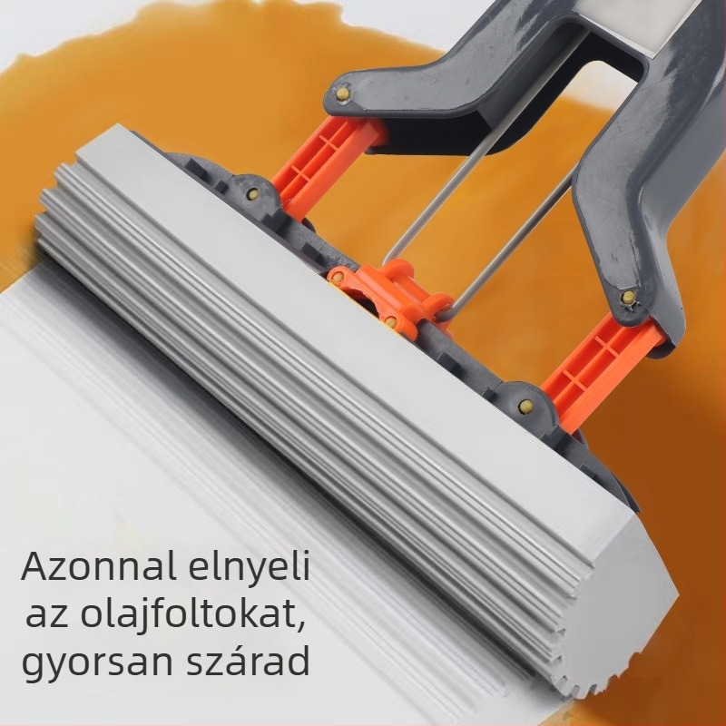 Háztartási szivacsos felmosó érintés nélküli tisztításhoz, nedvszívó padlófelmosó, nagy méret, gumírozott pamut anyagú kendő, összecsukható víznyomó kivitel