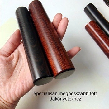 Tömörfa biliárdütő hosszított nyéllel, ébenfa markolattal és kislevelű rózsával készült markolattal, Desert Ironwood felülettel