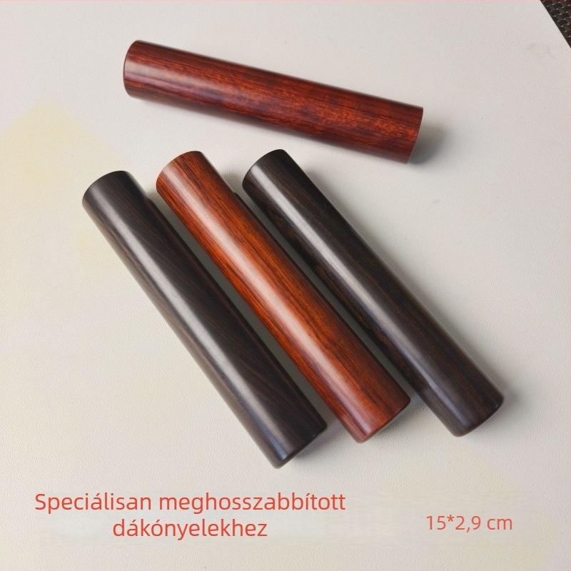 Tömörfa biliárdütő hosszított nyéllel, ébenfa markolattal és kislevelű rózsával készült markolattal, Desert Ironwood felülettel