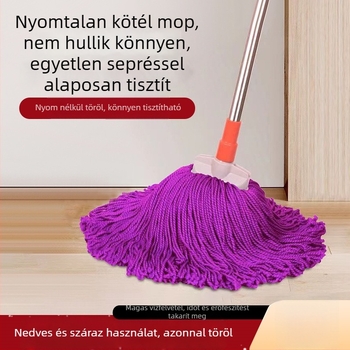 Otthoni használatra való zsinóros mop, száraz–nedves kettős használatú nedvszívó rostos mop